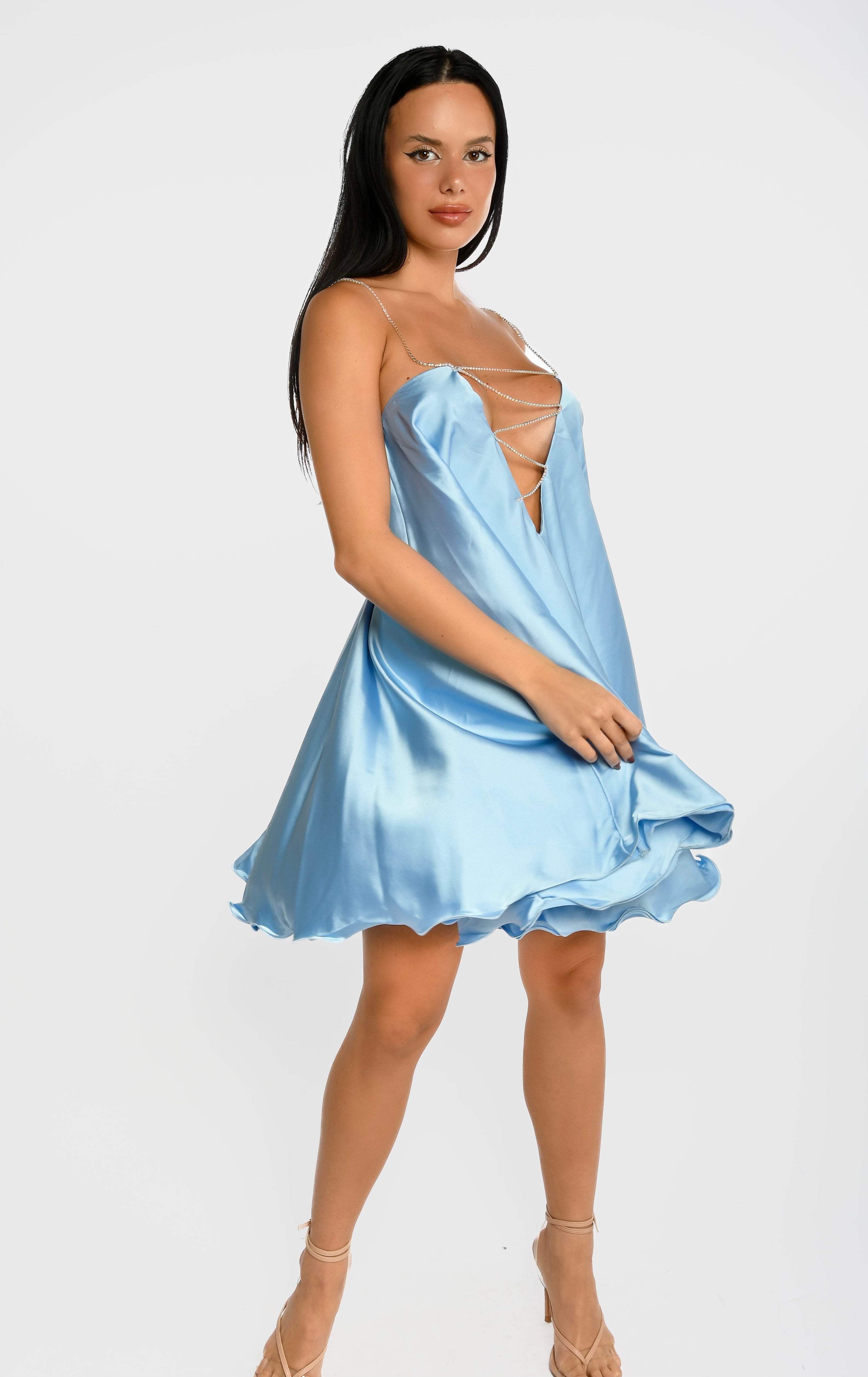 Baby Blue Flowy Dress glam-essa Baby Blue Flowy Dress glam-essa